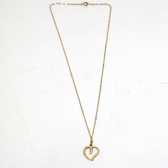 Delicate Gold Open Heart Pendant Necklace - Dainty Minimalist Love Jewelry Gift - Picture 2 of 9